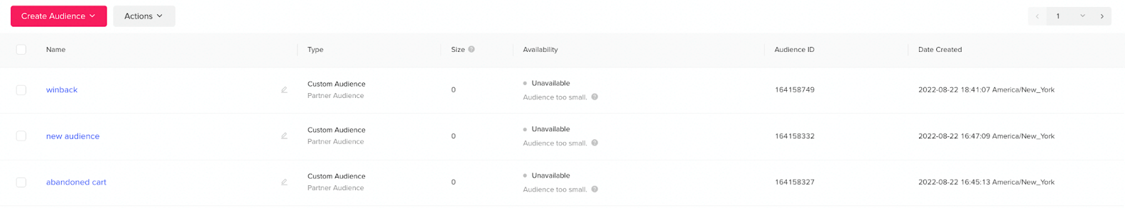 TikTok page listing the following metrics for the given audience.