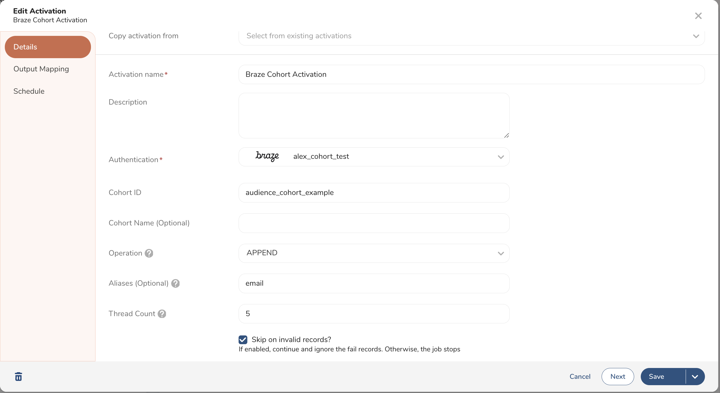Treasure Data Integrations Activation Details