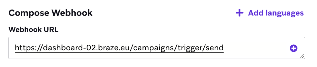 Webhook URL field under the "Compose Webhook" section.