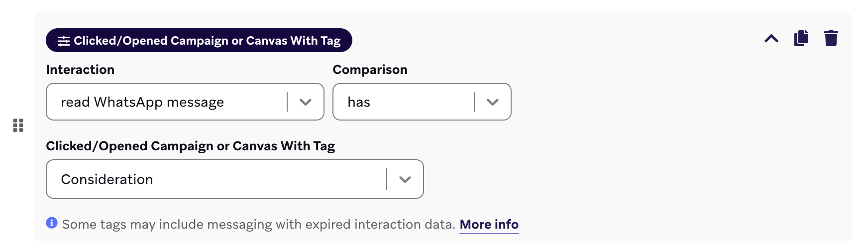 Filter for opening a specific WhatsApp message.