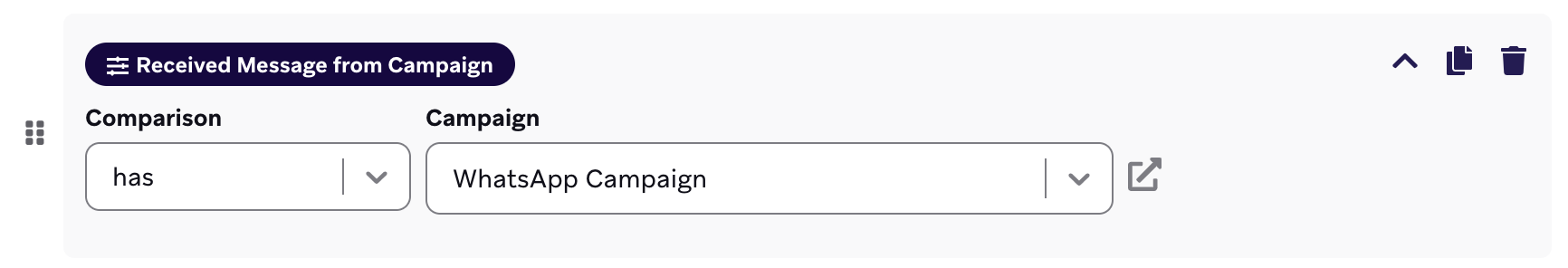 Filter for receiving a WhatsApp campaign.