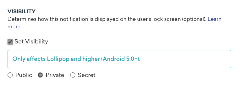 Dashboard push priority location with Set Visibility enabled and set to Private.