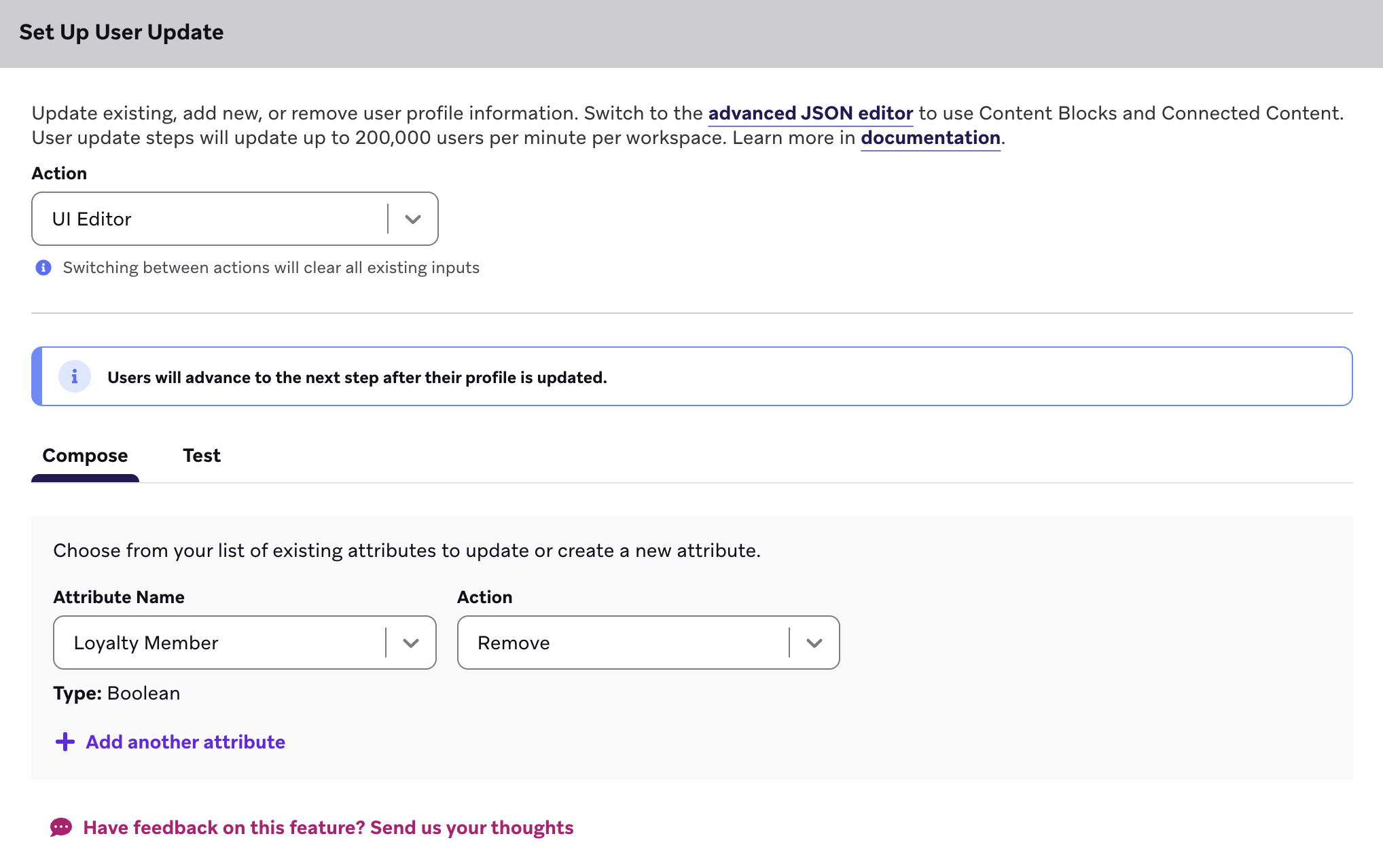 User Update step that removes an attribute "Loyalty Member".