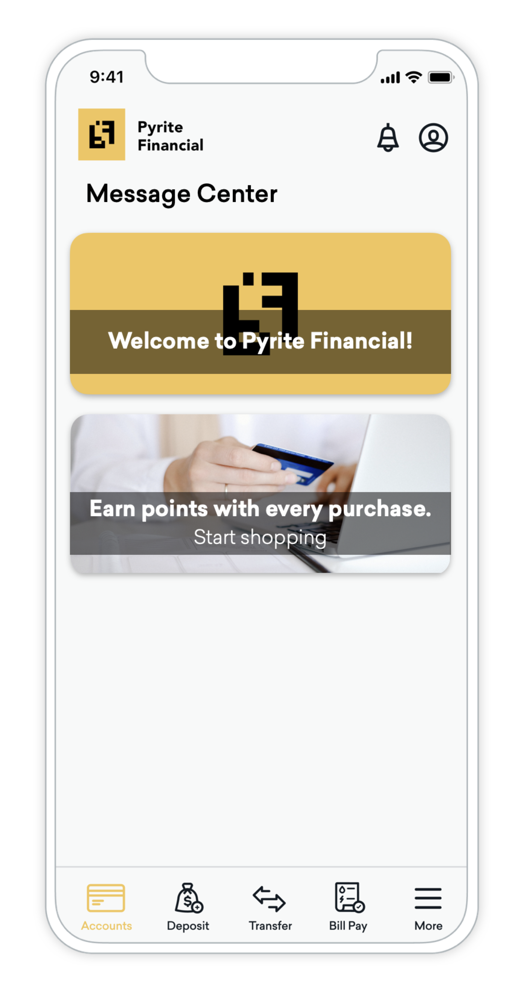 Sample finance app showing Content Cards with customization