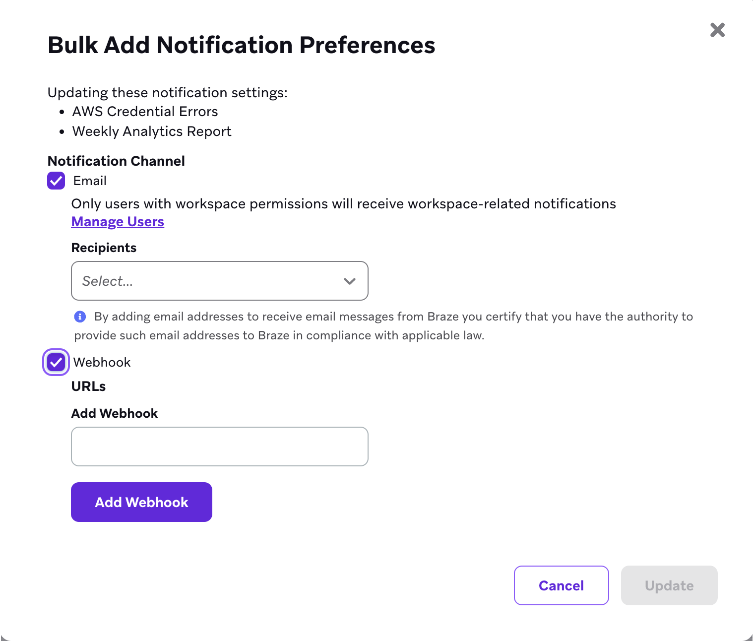 Select Slack notifications to enable