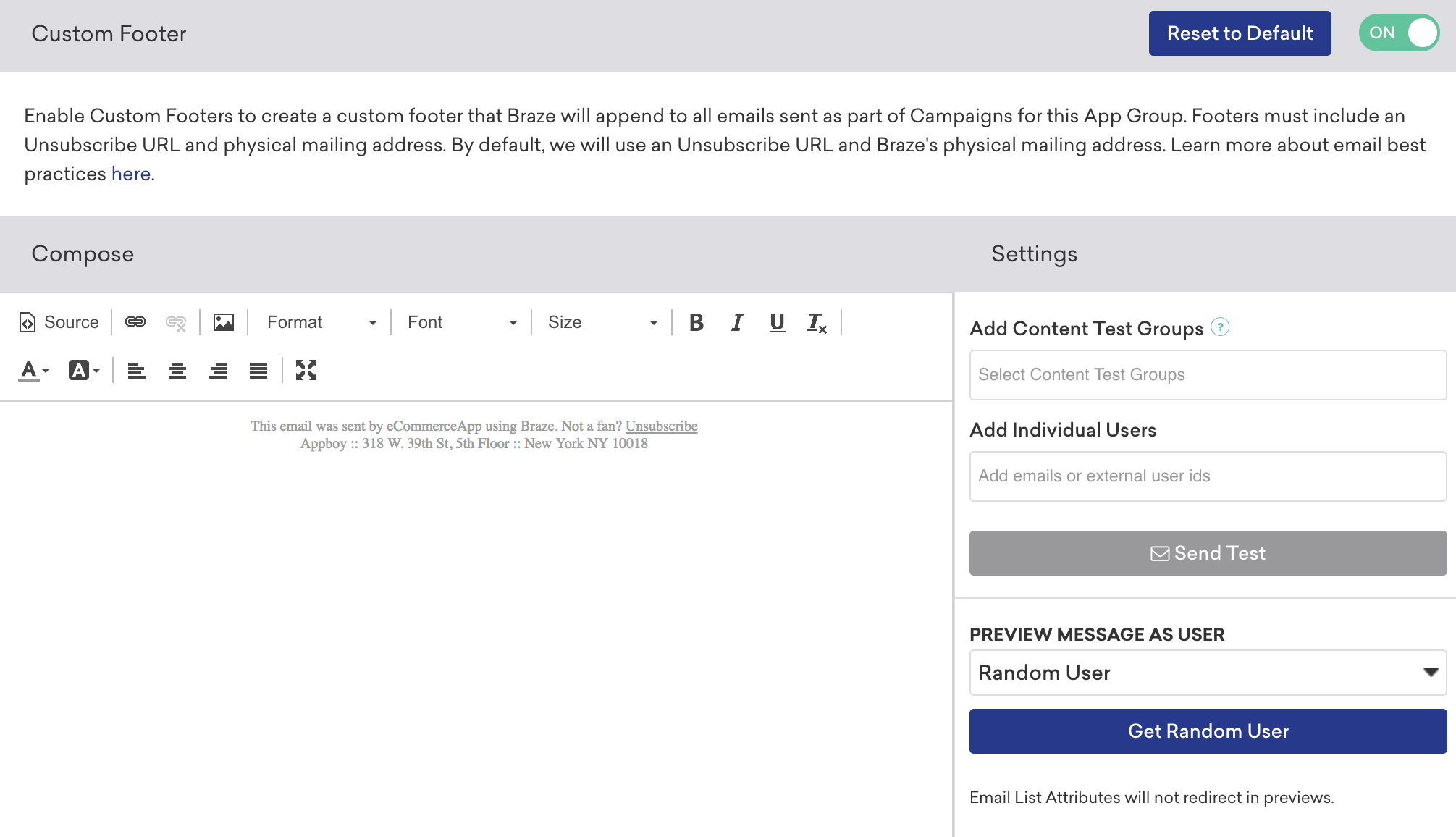 An example of a custom footer.
