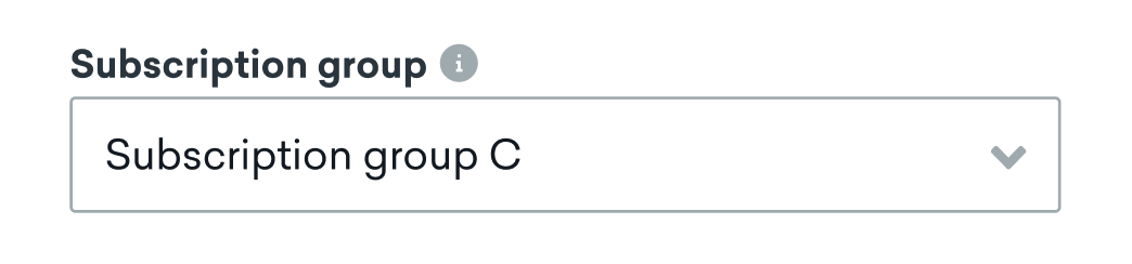 Subscription group dropdown with a subscription group selected.