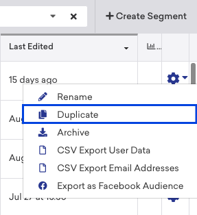 Duplicate segment