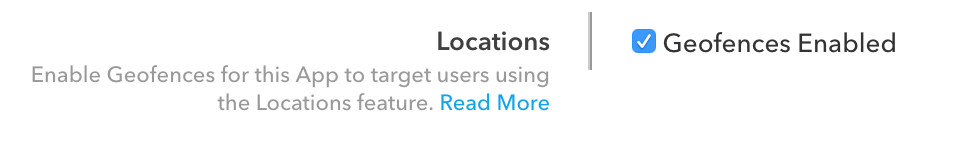 The geofence checkbox located on the Braze settings pages.