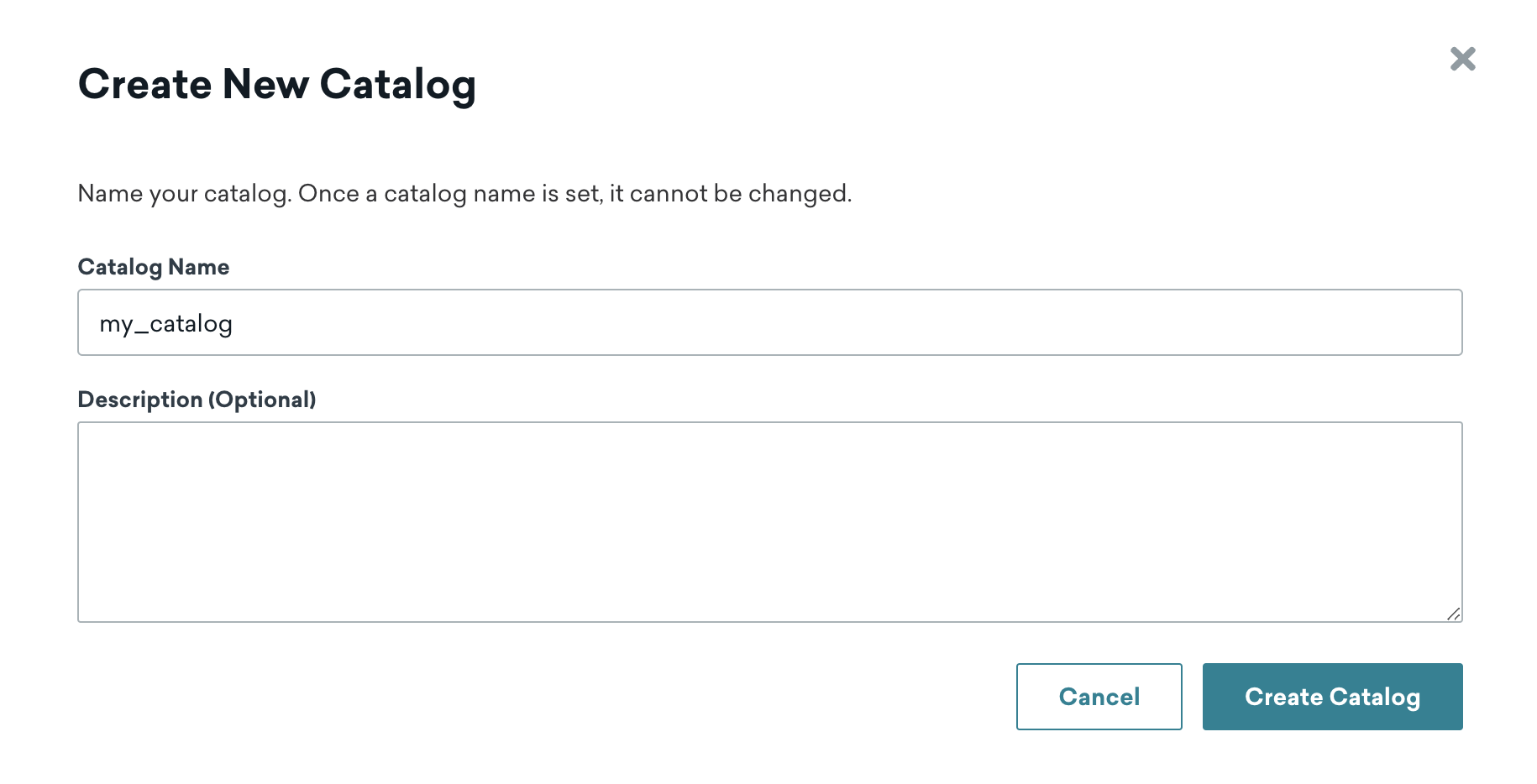 A catalog named "my_catalog".