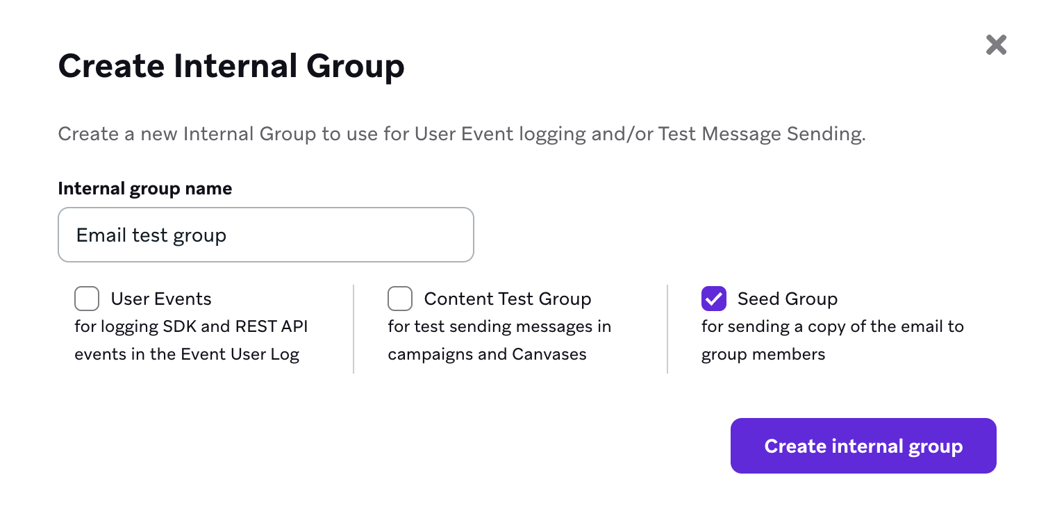 Creating an Internal Group in Braze