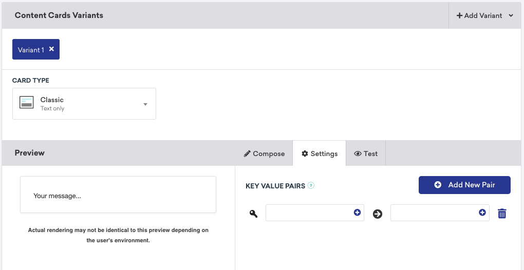 Add key-value pair to Content Card