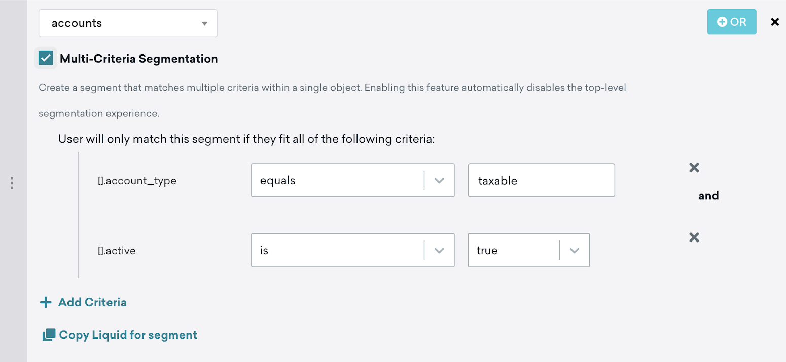 An example segment with the selected checkbox for Multi-Criteria Segmentation.