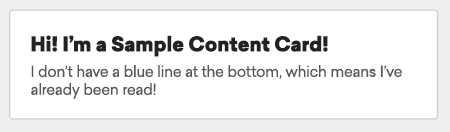A web content card without a blue line beneath the card signifying it has been read.