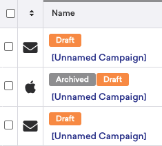 Tags on the list of campaigns