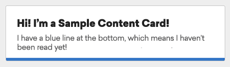 A web content card with a blue line beneath the card signifying it has not been read.