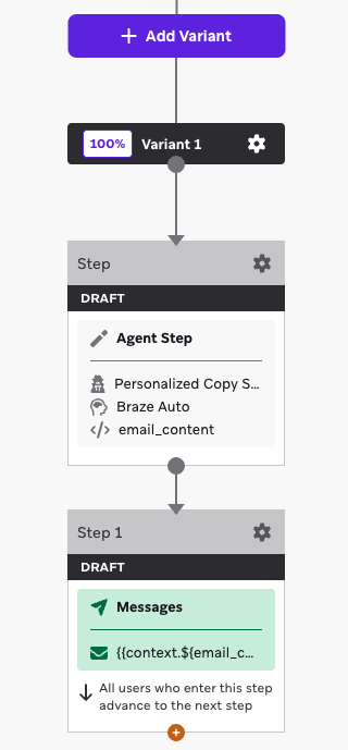Ein Agent-Schritt in einer Canvas-User-Journey.