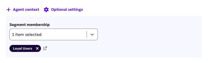 Das Segment „Loyalty Users“, das für den Zugang zur Agenten-Mitgliedschaft ausgewählt wurde.