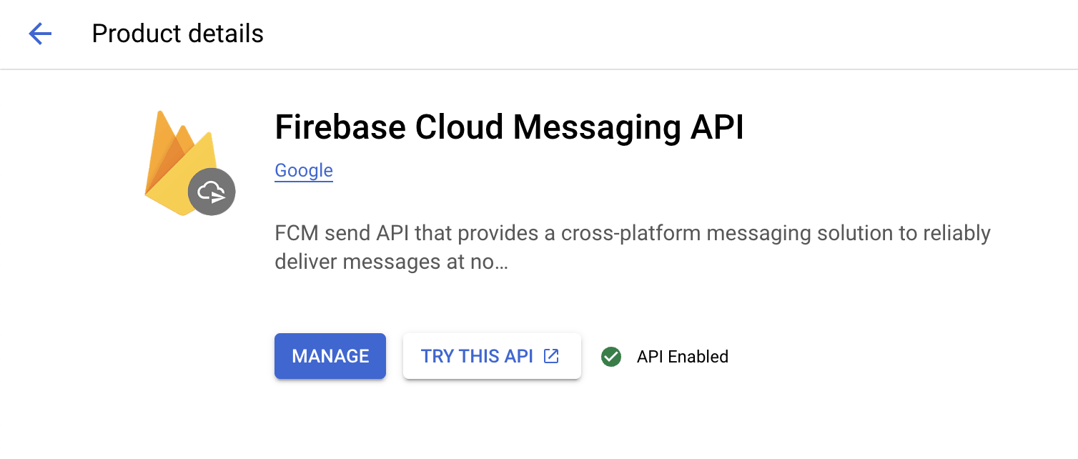 Firebase Cloud Messaging API aktiviert