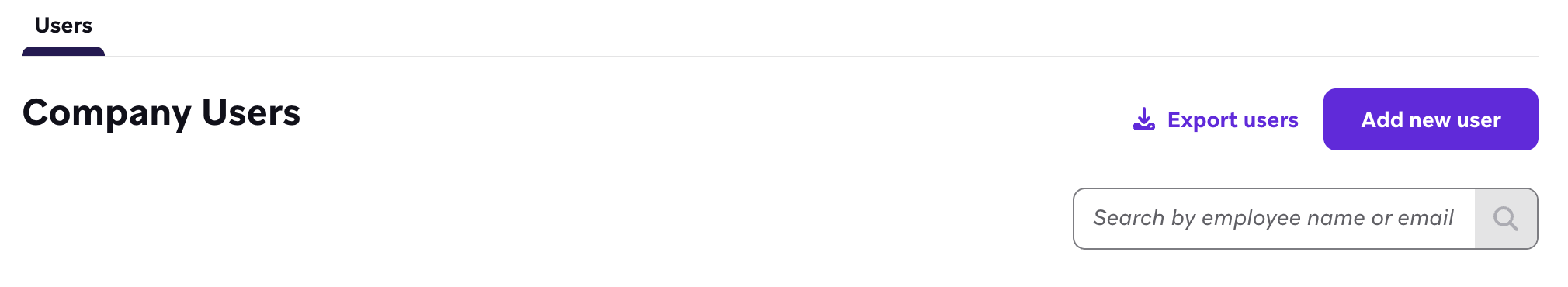 Die Seite „Unternehmensnutzer:innen“ in Braze mit der Option „Export Users“ im Fokus.