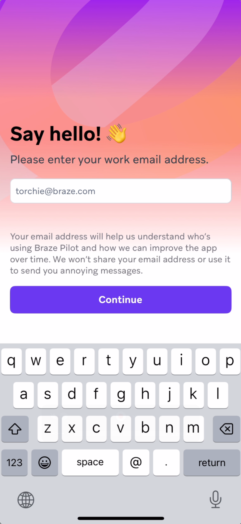 Option zur Eingabe Ihrer geschäftlichen E-Mail-Adresse.