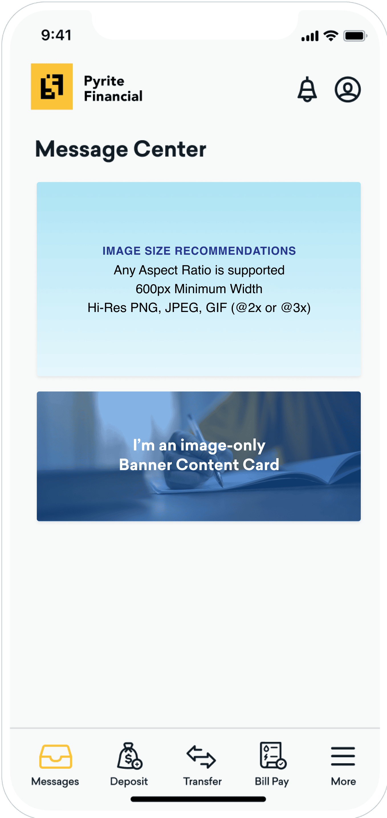 Bild einer Image-only-Content-Card mit empfohlenen Details und einem Image-only-Beispiel