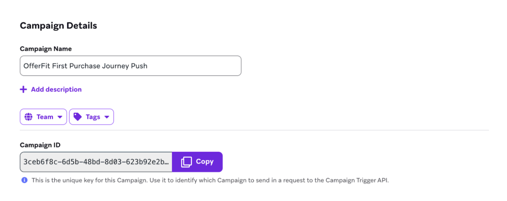 Konfigurationsbeispiel für eine Push-Campaign in Decisioning Studio