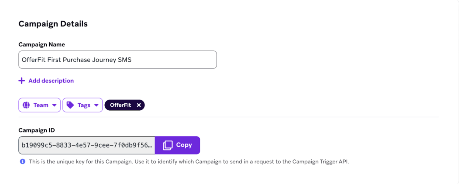 Konfigurationsbeispiel für eine SMS-Campaign in Decisioning Studio