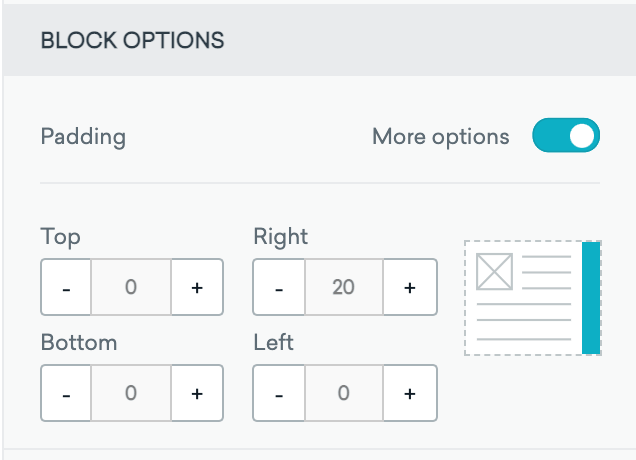 Block-Optionen für den Drag-and-Drop-Editor.