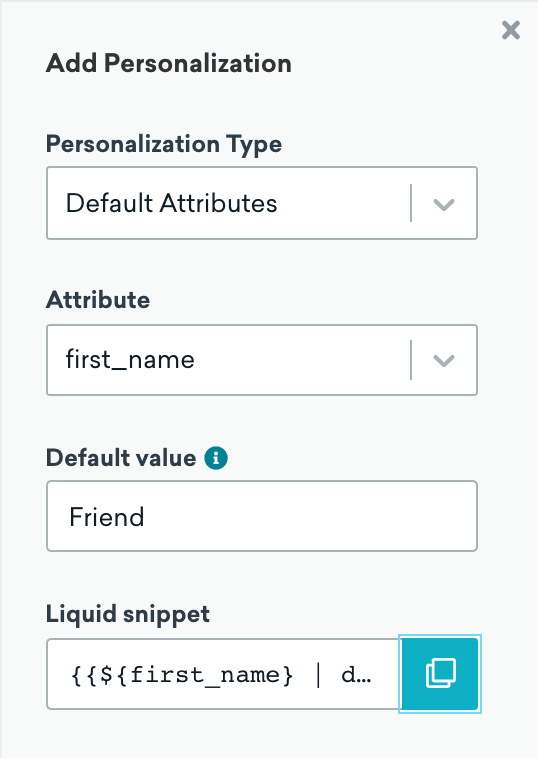 Optionen zum Hinzufügen von Personalisierung für den Drag-and-Drop-Editor.
