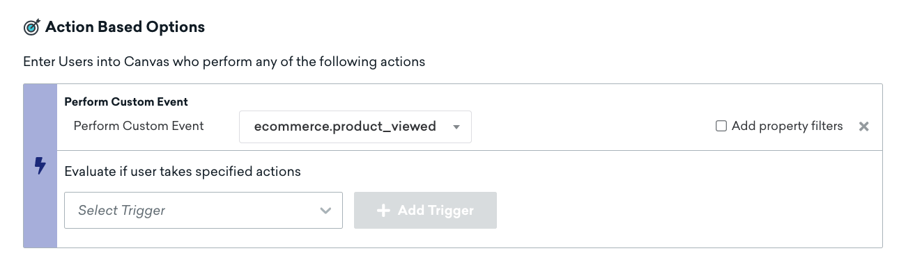 „Action Based Options“ für das Canvas.
