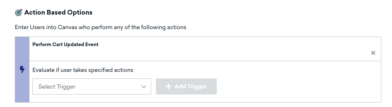 „Action Based Options“ für das Canvas.