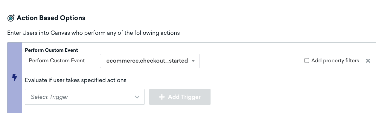 „Action Based Options“ für das Canvas.