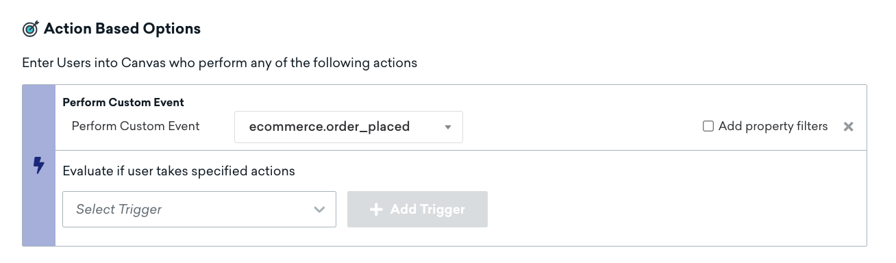 „Action Based Options“ für das Canvas.