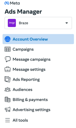 Die Navigation mit ausgewählter „Account Overview“.