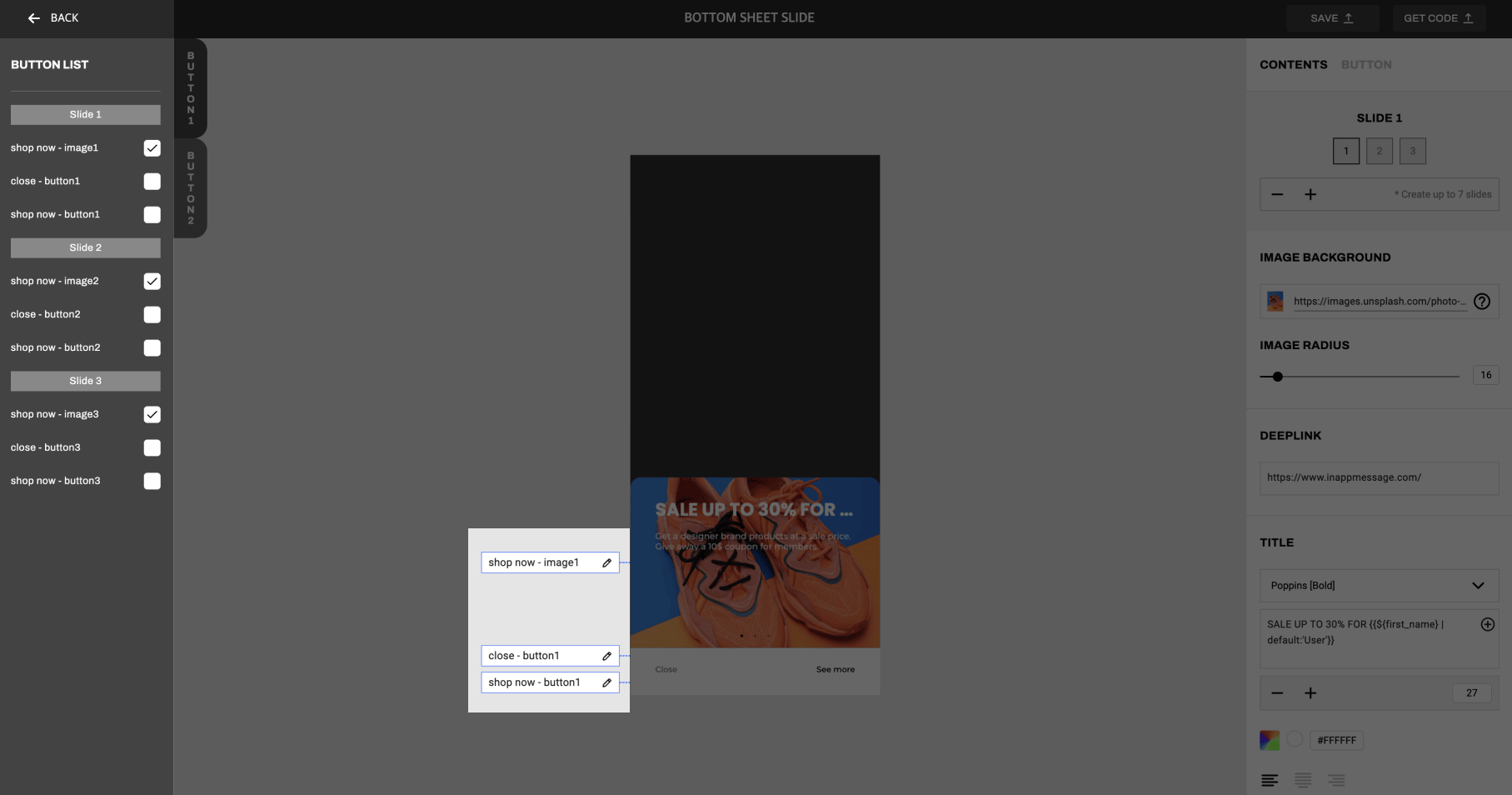 Das IAM Studio UI zeigt die Optionen zum Anpassen der Schriftart. Zu diesen Optionen gehört, dass Nutzer:innen den Schriftstil anpassen können.