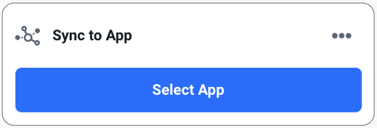 Die Option „Select App“ befindet sich bei der Aktion „Sync to App“.