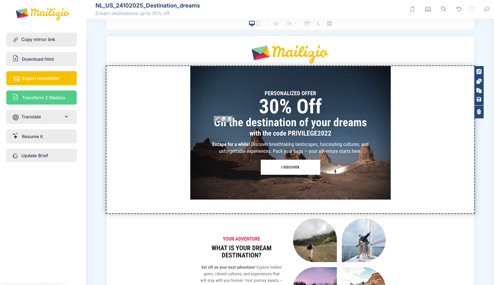 Screenshot des Drag-and-Drop-Editors