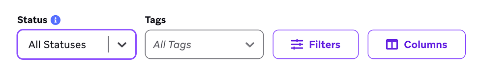 Das Dropdown-Menü „Alle Status“ im Braze-Dashboard.