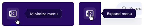 Symbole zum Minimieren und Maximieren des Menüs