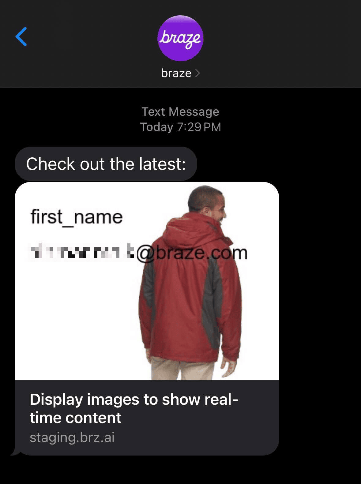 Ein iOS-Gerät zeigt ein personalisiertes Vorschaubild mit einem Link zu einer Website