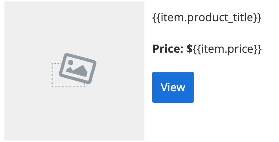 Produkt-Block mit einem vorangestellten Dollarzeichen vor dem Artikelpreis.