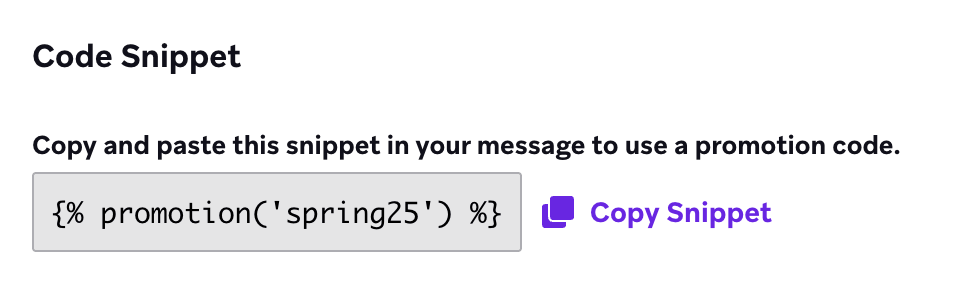 Eine Option zum Kopieren des Snippets, um es in Ihre Nachricht einzufügen.