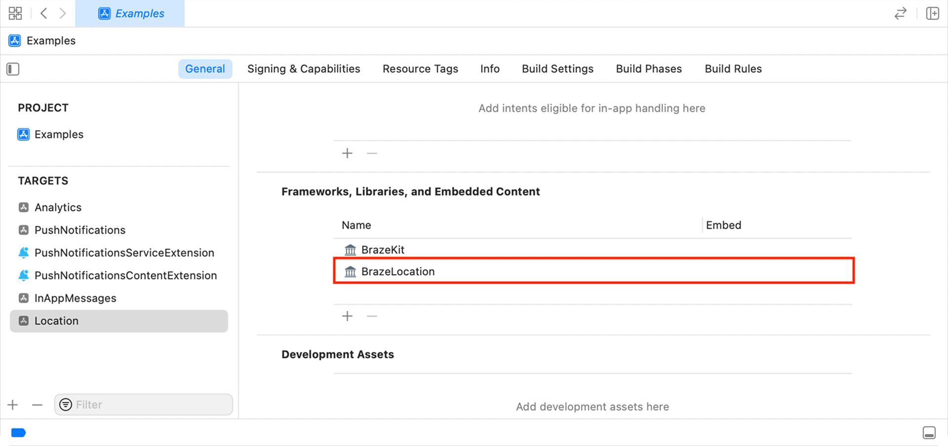 Das BrazeLocation-Modul in Ihrem Xcode-Projekt hinzufügen