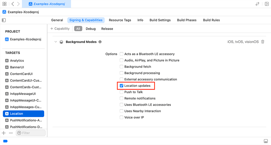 In Xcode, Background Modes > Location Updates