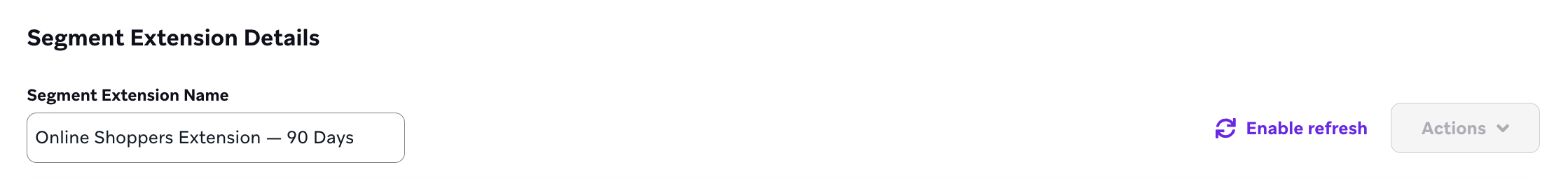 Segmenterweiterung mit dem Namen „Online Shoppers Extension - 90 Days“.