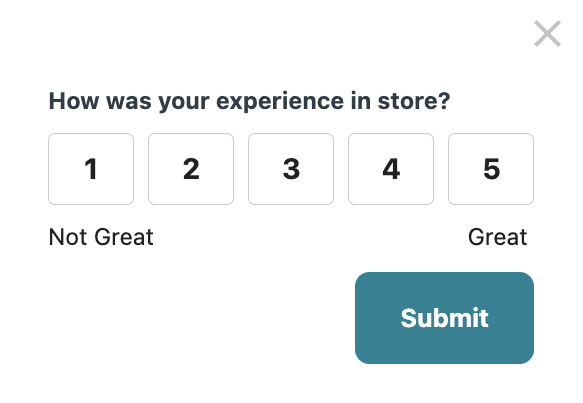 Bewertungsskala zur Bewertung Ihres Shop-Erlebnisses von 1 bis 5.