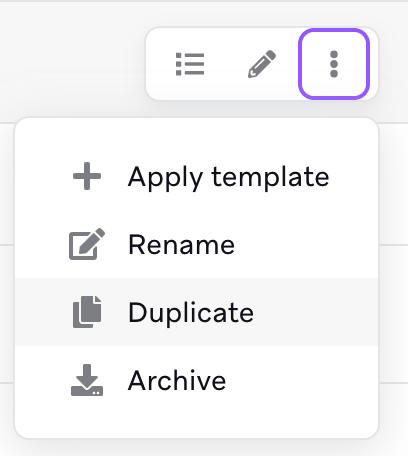 Dropdown-Menü mit der Option „Duplizieren“.