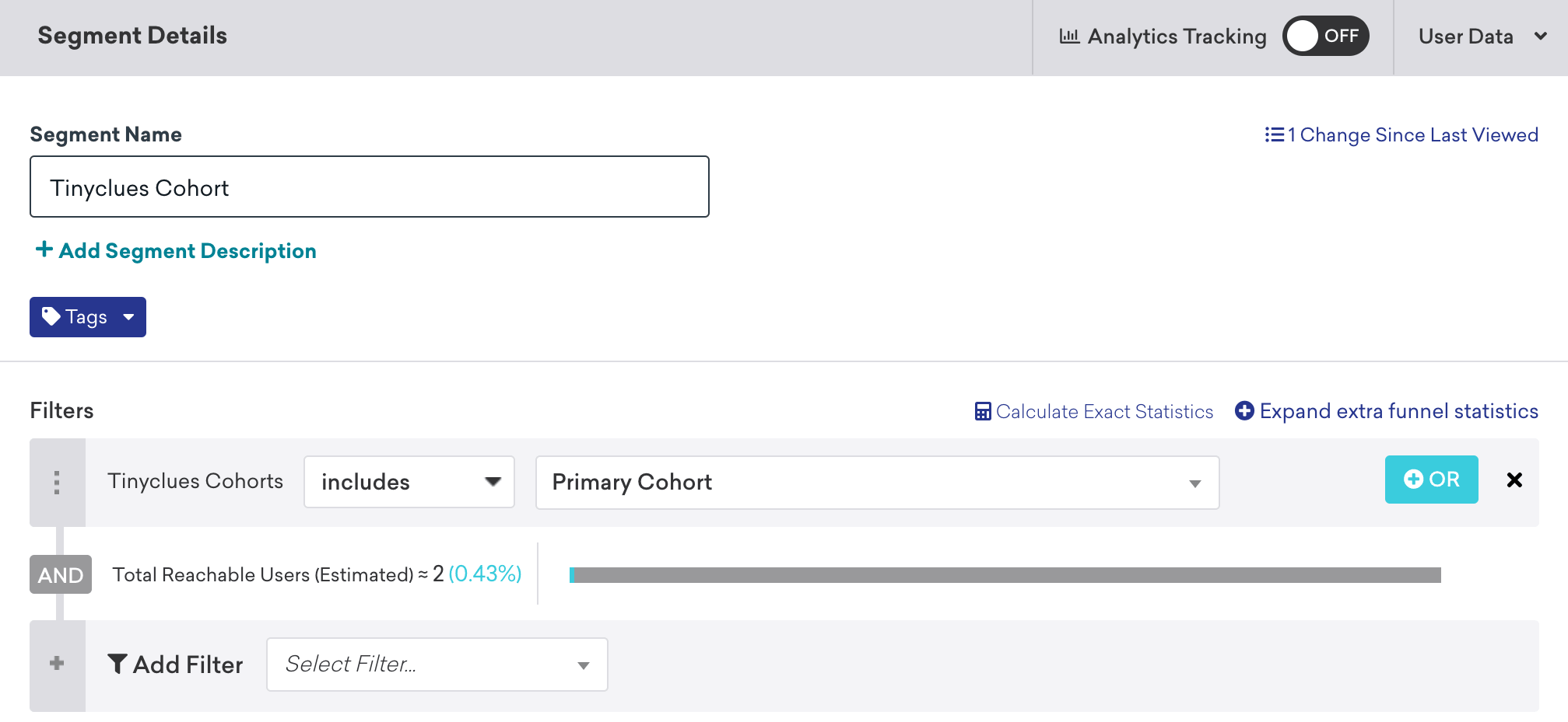 Im Braze-Segment-Builder ist der Nutzerattribut-Filter „Splio cohort“ auf „includes“ und „Primary cohort“ eingestellt.