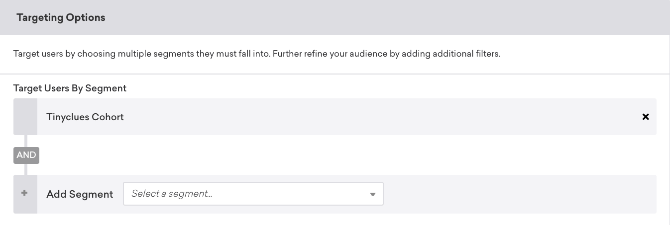 Im Braze-Campaign-Builder ist im Targeting-Schritt der Filter „Zielgruppen nach Segment zusammenstellen“ auf „Splio cohort“ eingestellt.